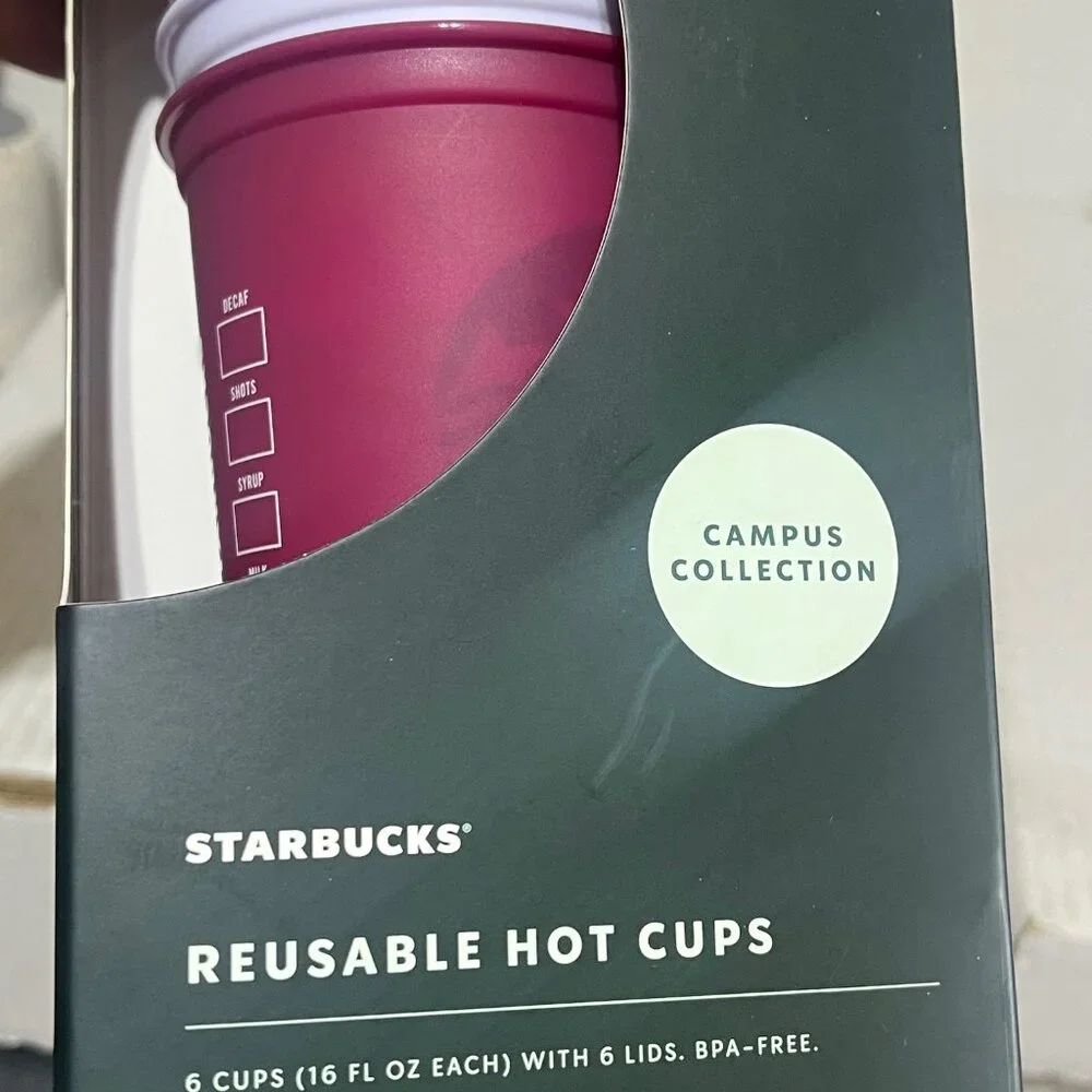 Starbucks ASU Sun Devils 6-Pack Reusable HOT Cups New Campus Collection 3251 NIB